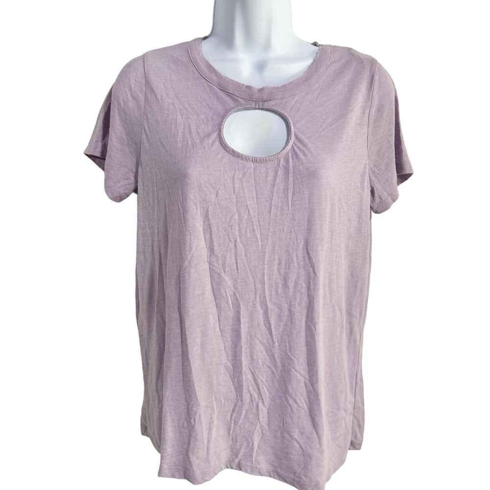 Chaser Lilac Purple Short Sleeve Cut Out Crewneck T-Shirt Size Small NWT - Picture 5 of 8